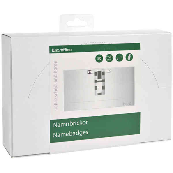 Namnskylt Clip/Nål 91x57mm 50 Pack