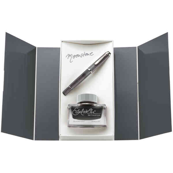 Pelikan Gift Set - Fountain Pen M205 Moonstone with 1 glass of Edelstein Ink
