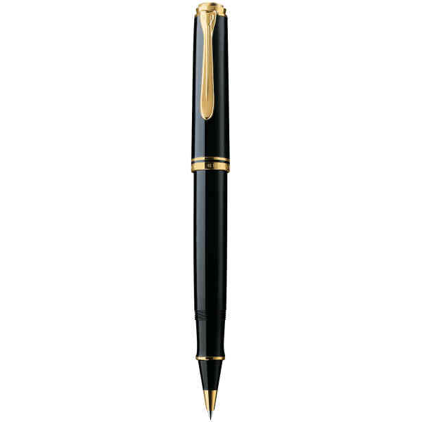 Pelikan R600 Souveraen Black Rollerball With Gold