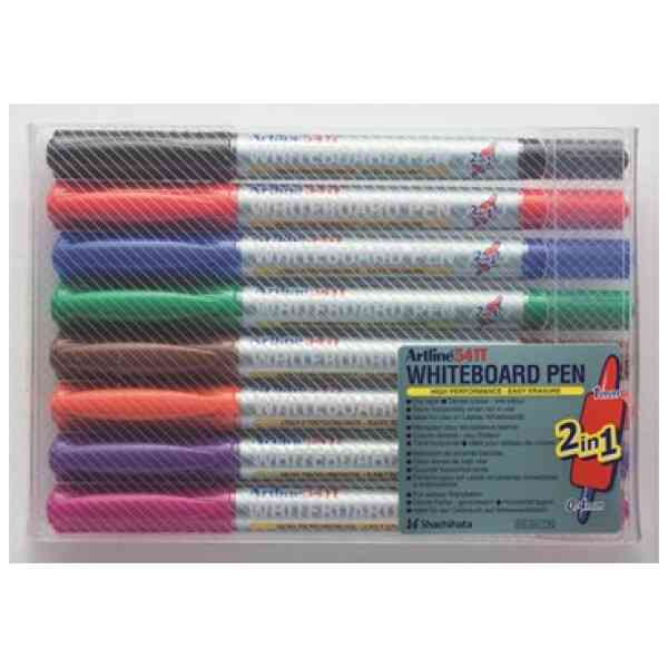 Whiteboardpenna Artline 541T 2i1 8/set