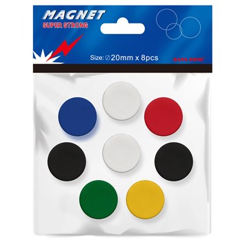 Magnet 20mm 8/set sorterade färger - Lexis Papper