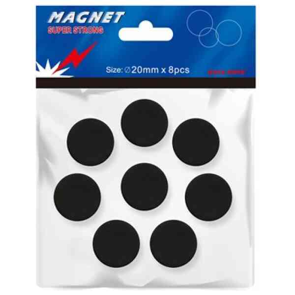 Magnet 20mm 8/set svart