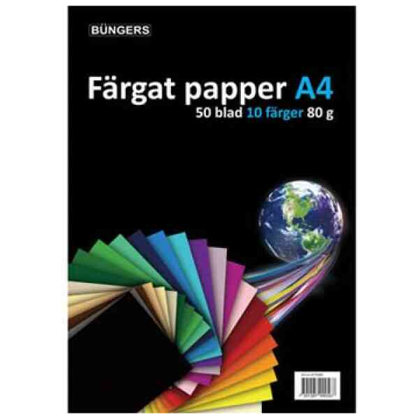 Färgat papper A4 80g sorterat 50/fp