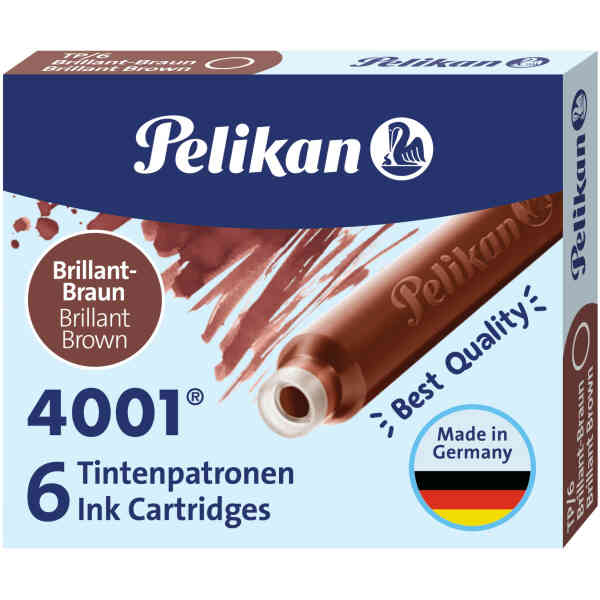 Pelikan 6 Small Ink Cartridges Brilliant Brown