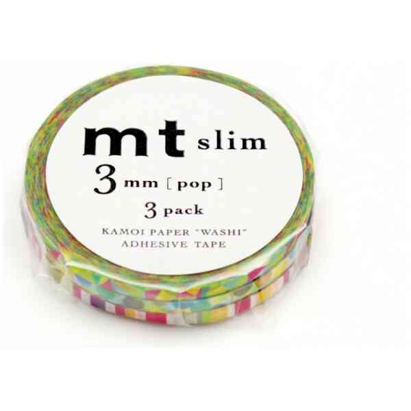 Masking Tejp Slim 3 mm: set POP, (3 rolls per set, each 3 mm wide)