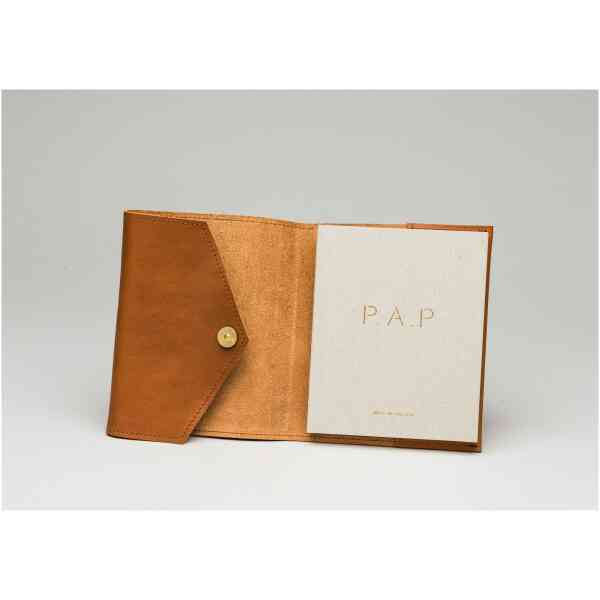 Mia A5 Leather Notebook Cover Cognac