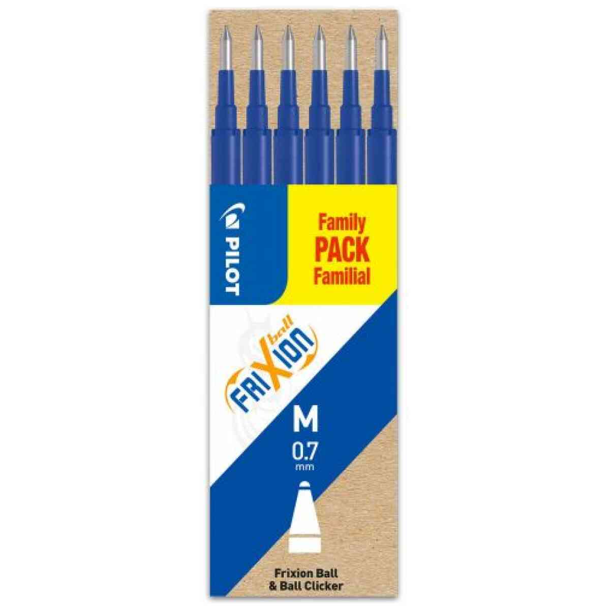 Set med 6 Refiller for Frixion Ball 0.7 Bla Medium Spets