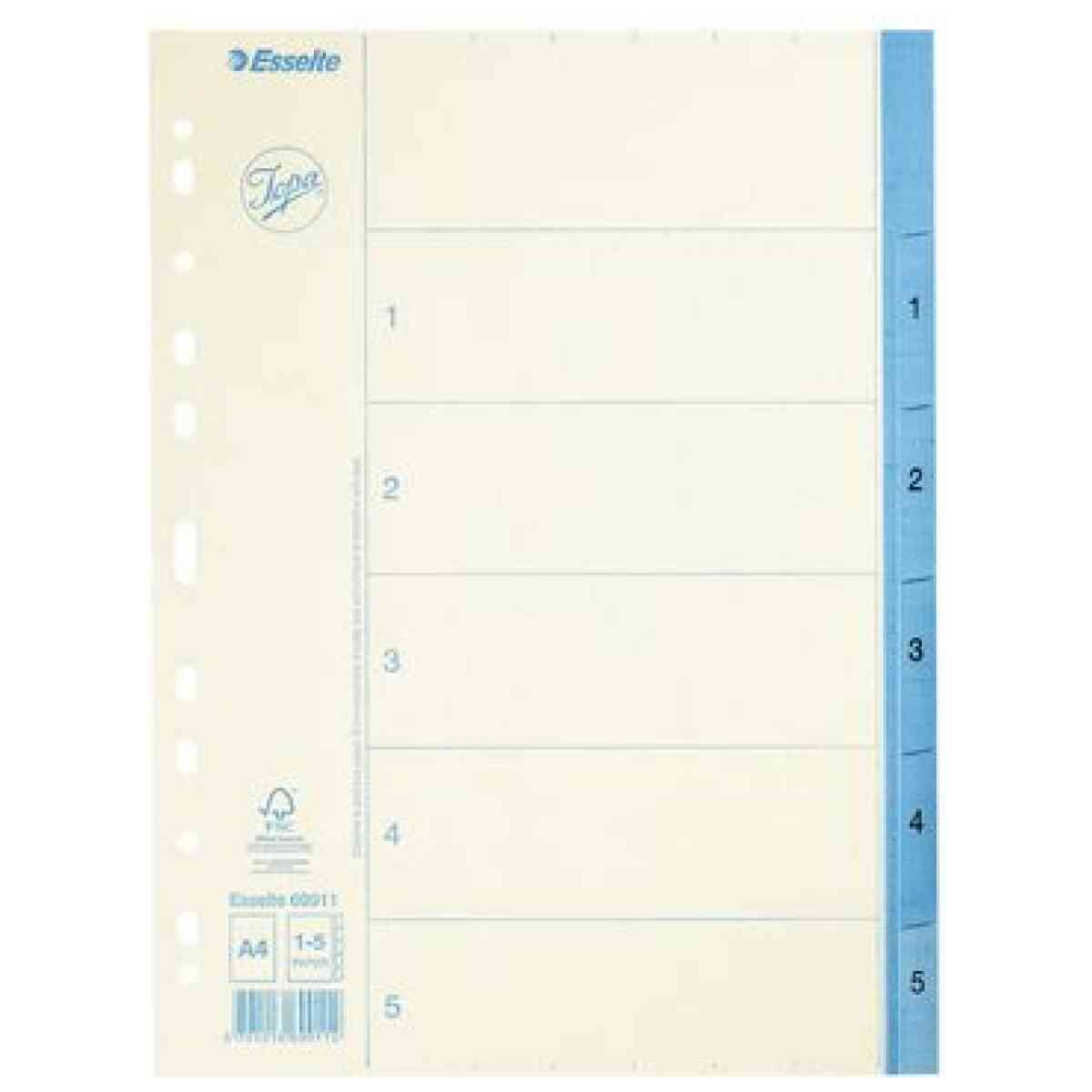 Pappregister JOPA A4 1-5 vit/blå