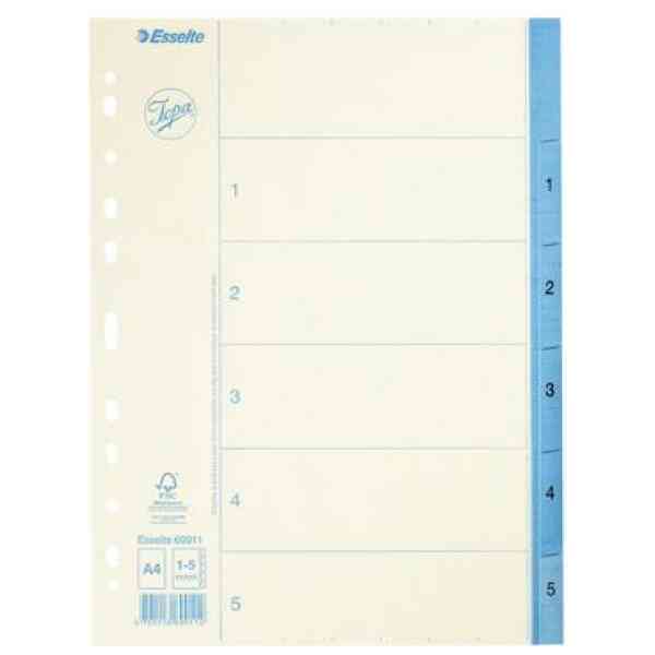Pappregister JOPA A4 1-5 vit/blå