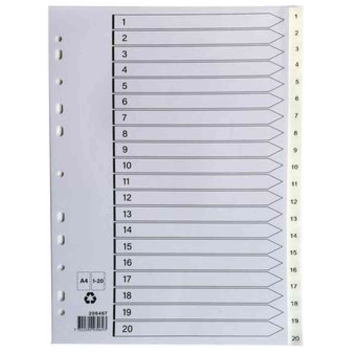 Plastregister A4 1-20 vit