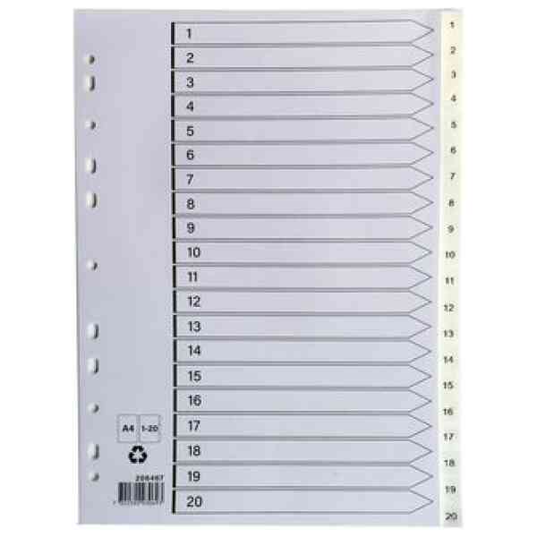 Plastregister A4 1-20 vit