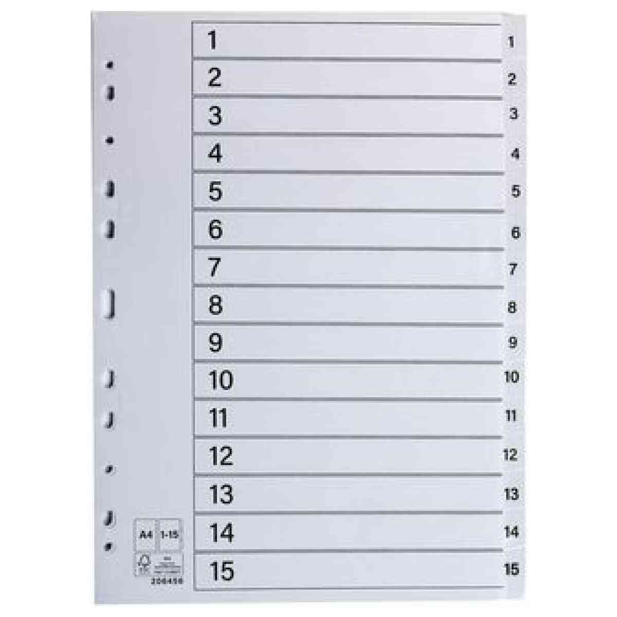 Register plastflik 1-15 vit