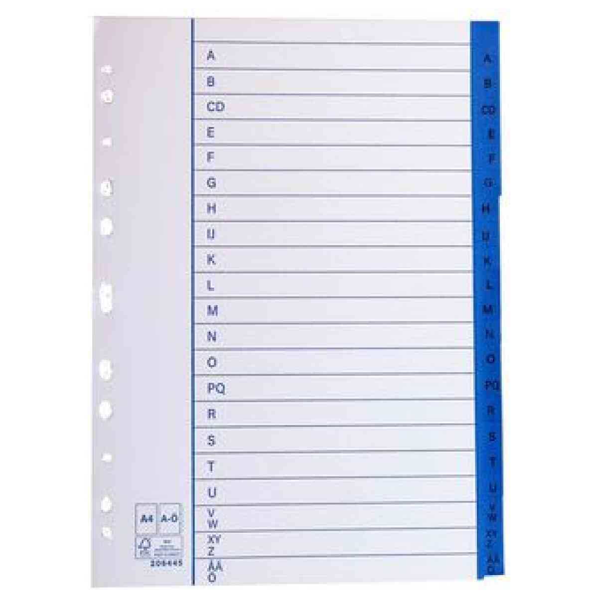 Pappersregister A4 A-Ö