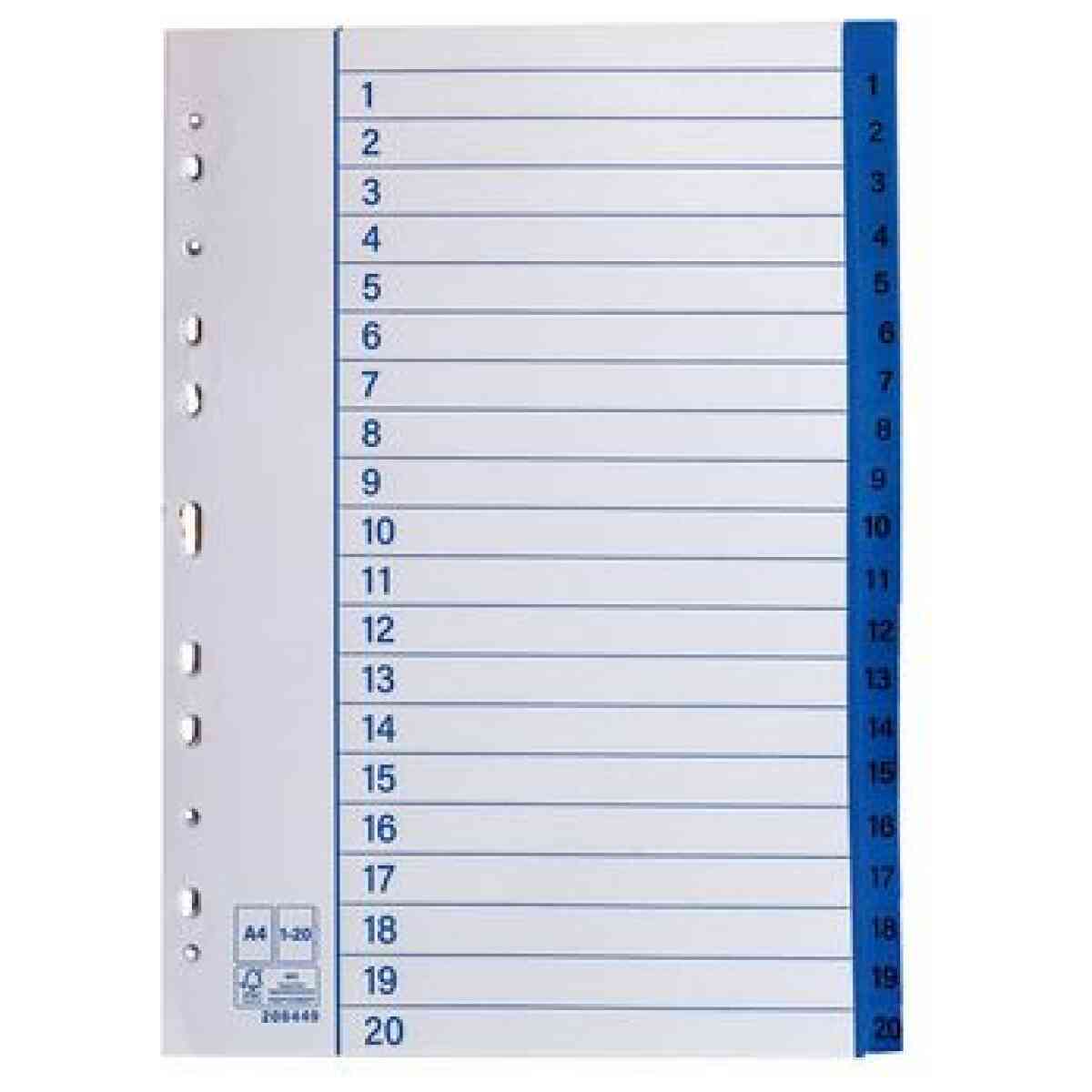 Pappersregister A4 1-20