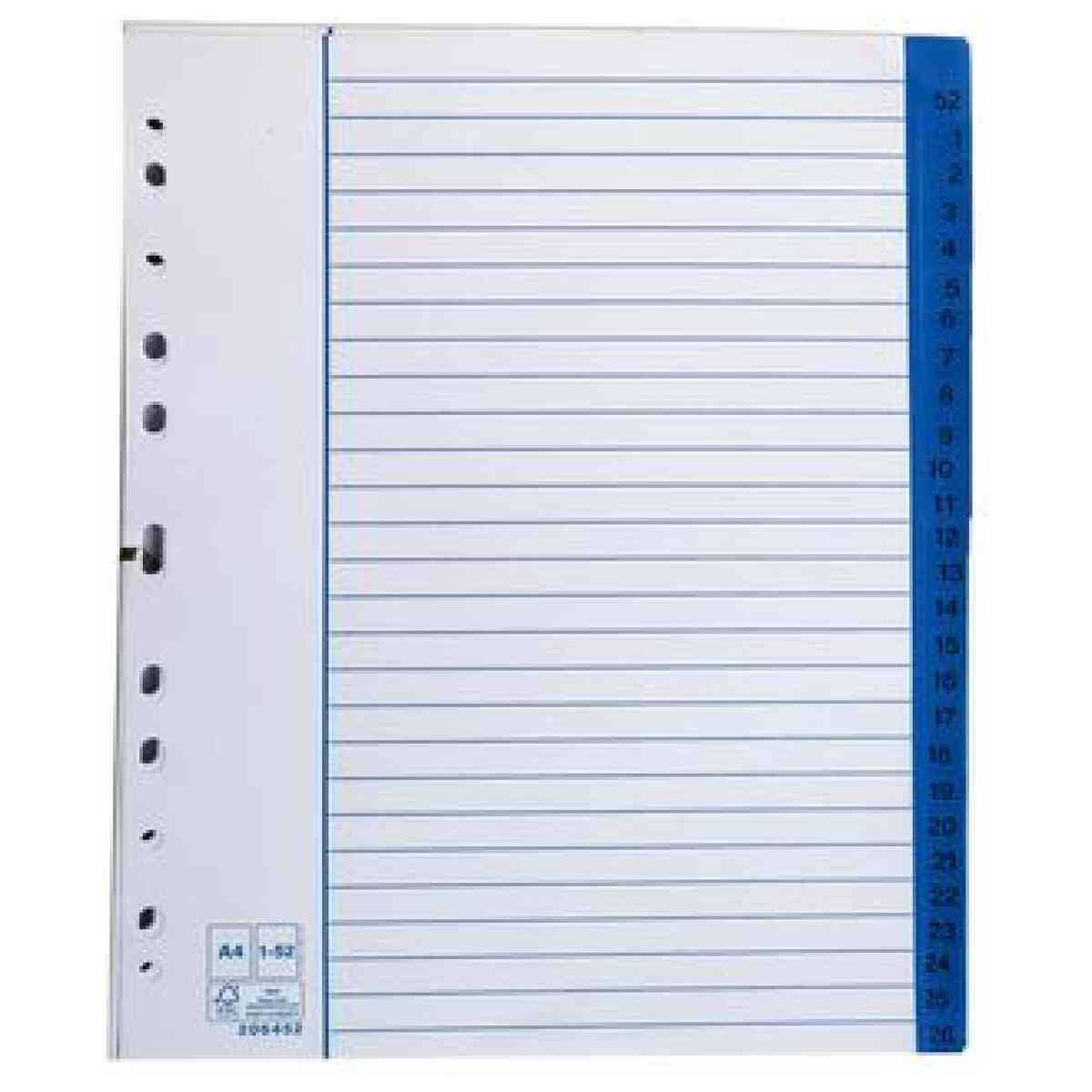 Pappersregister A4 1-52 5/fp