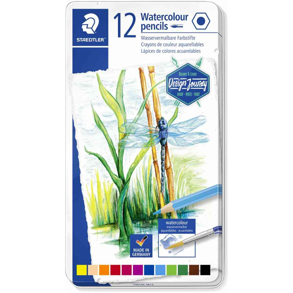 Staedtler® 146 10C - Watercolour pencil Metal case containing 12 watercolour pencils in asssorted colours