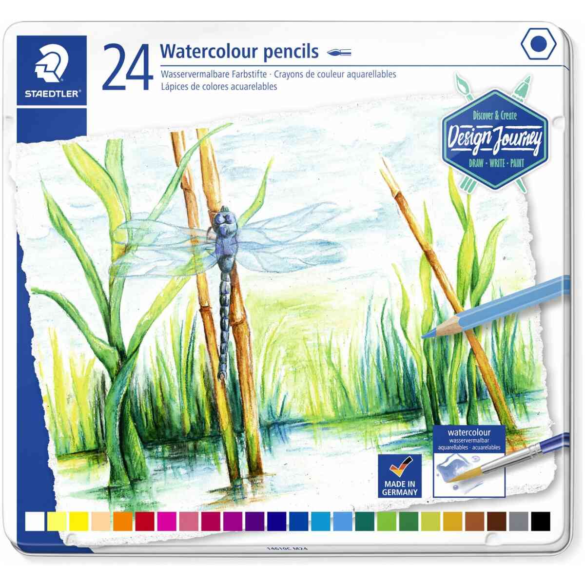 Staedtler® 146 10C - Watercolour pencil Metal case containing 24 watercolour pencils in asssorted colours
