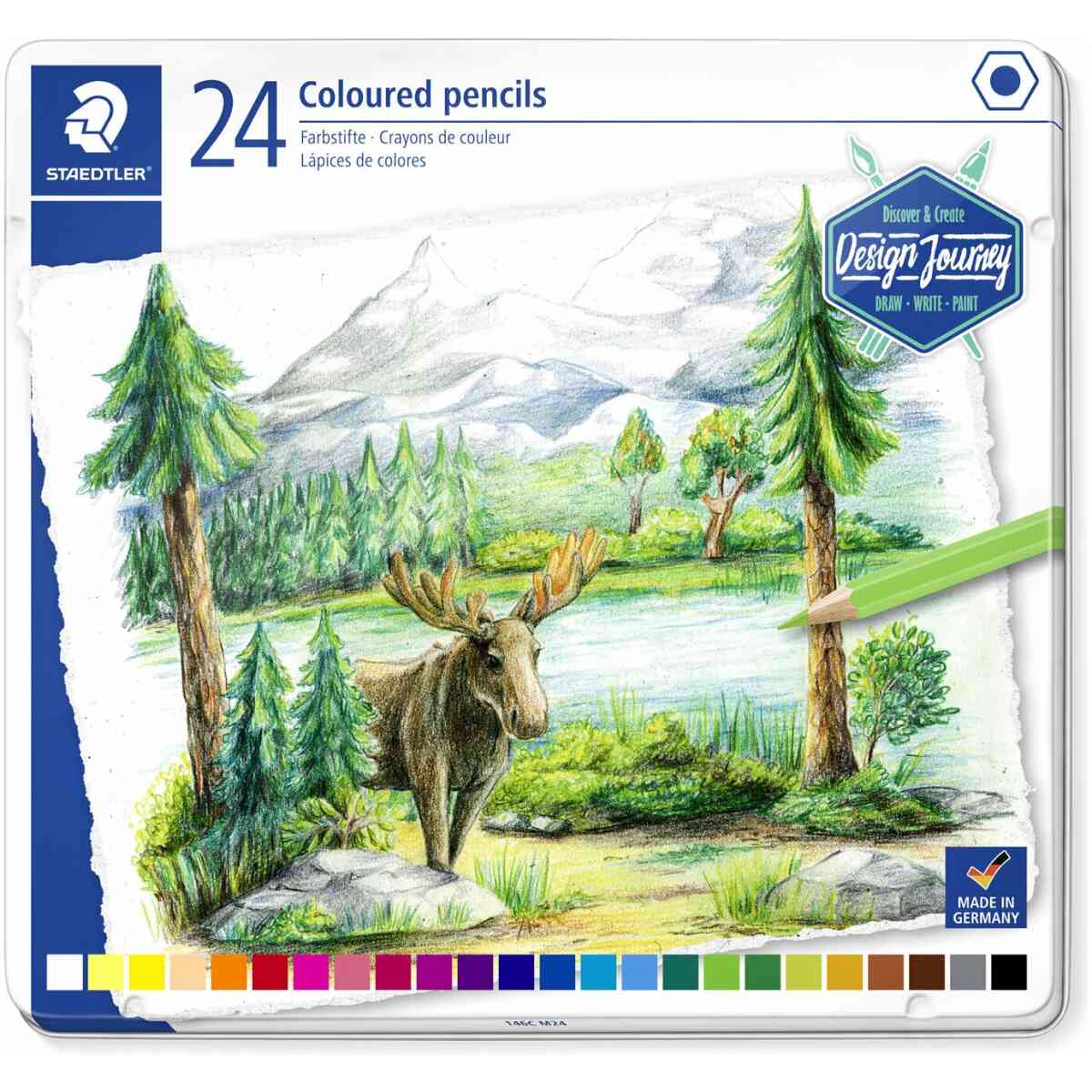 Staedtler® 146C - Metal case containing 24 coloured pencils in assorted colours