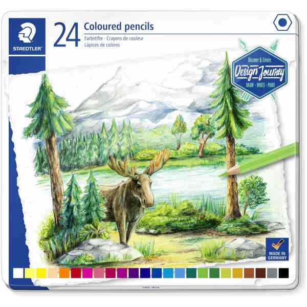 Staedtler® 146C - Metal case containing 24 coloured pencils in assorted colours
