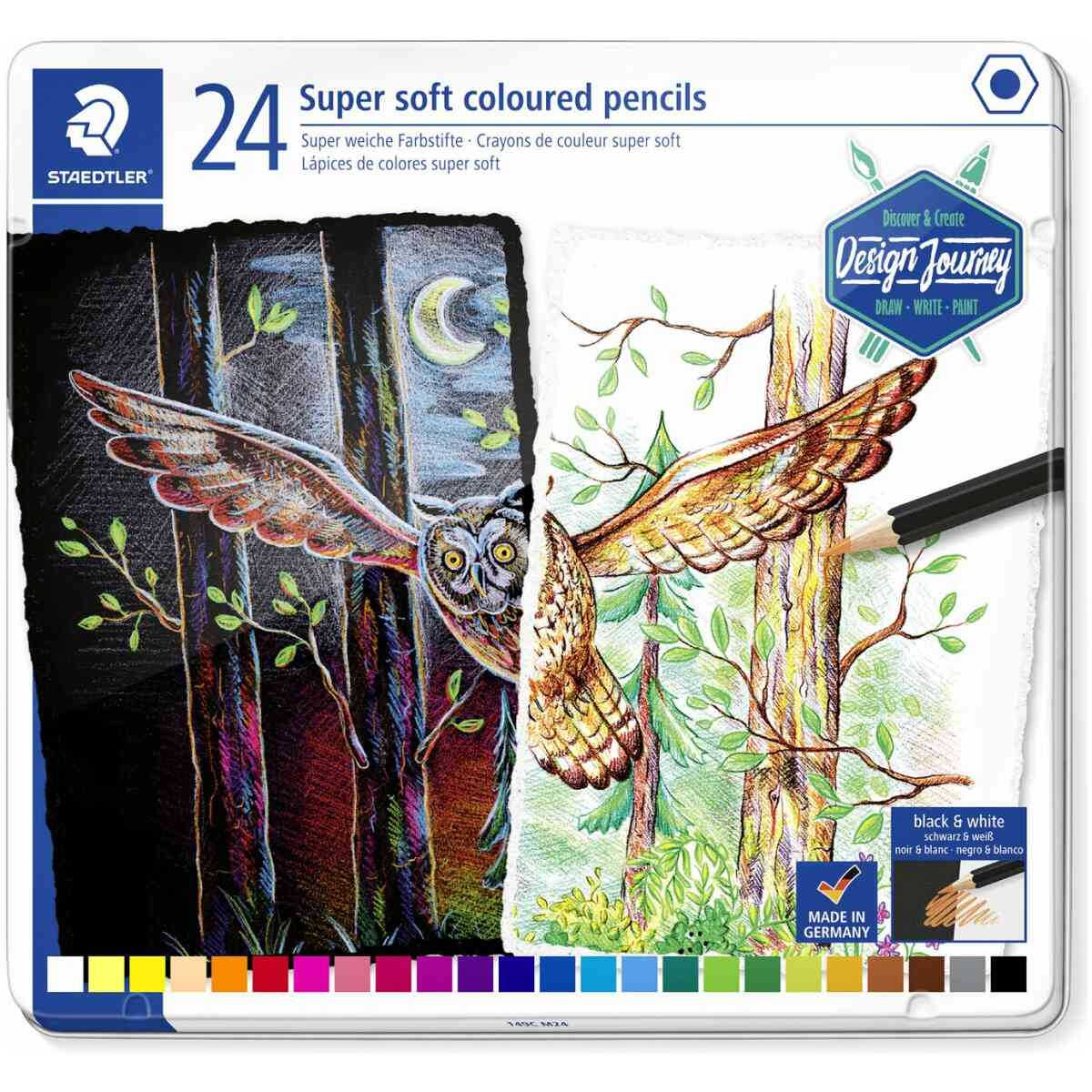 Staedtler® 149C - Super soft coloured pencil Metal case containing 24 coloured pencils in assorted colours