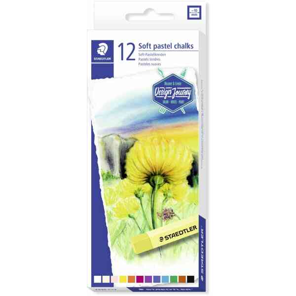 Staedtler® 2430 - Cardboard box containing 12 soft pastel chalks in assorted colours
