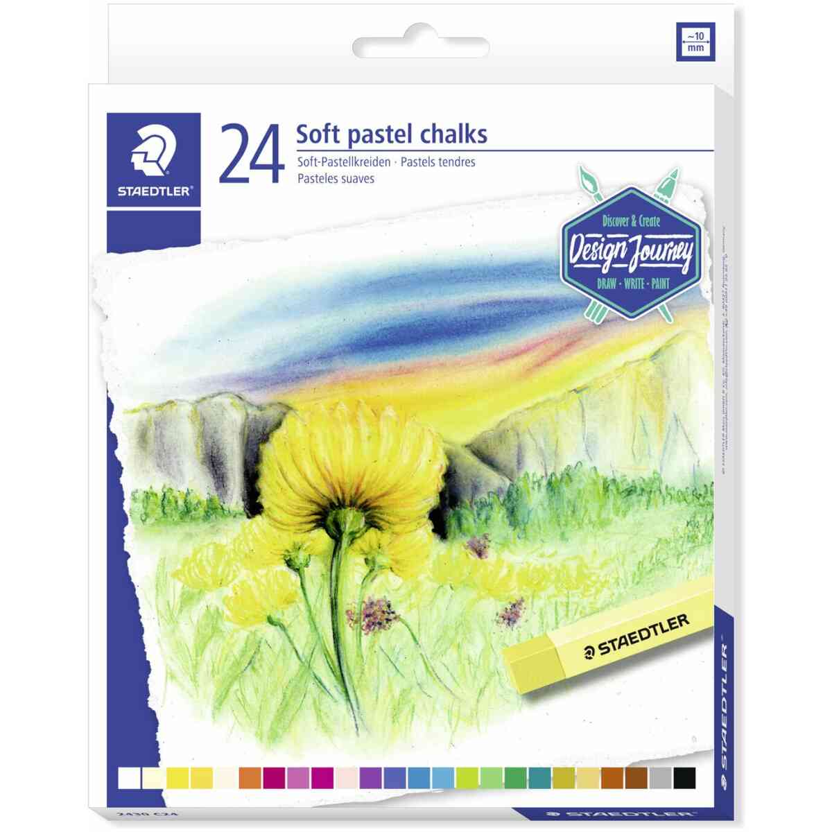 Staedtler® 2430 - Cardboard box containing 24 soft pastel chalks in assorted colours