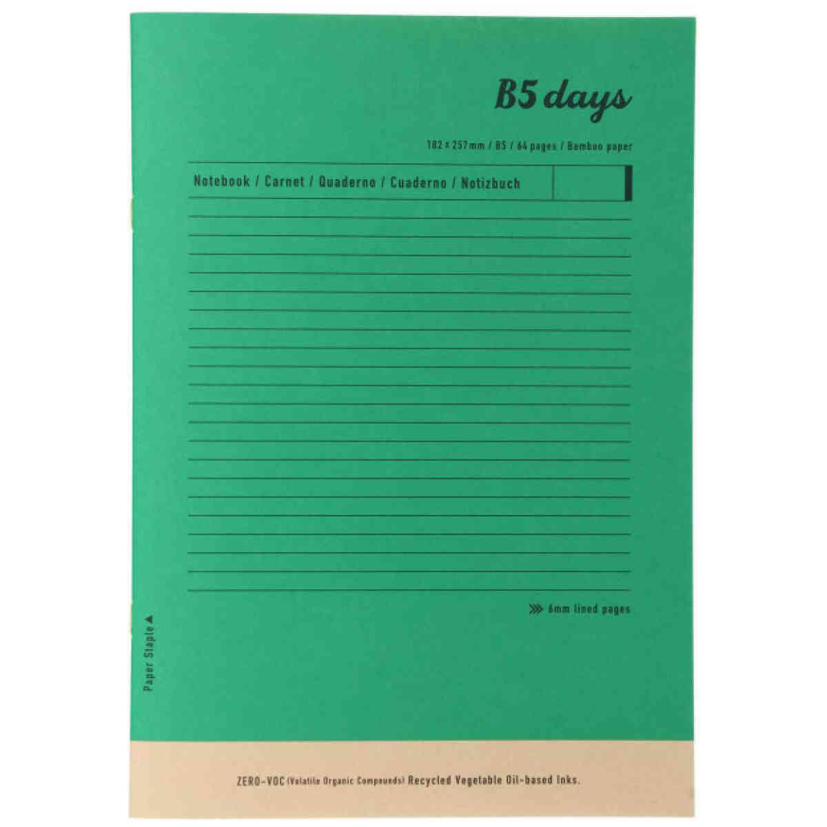 Notebook B5, Mark Style, Days 5 // Green