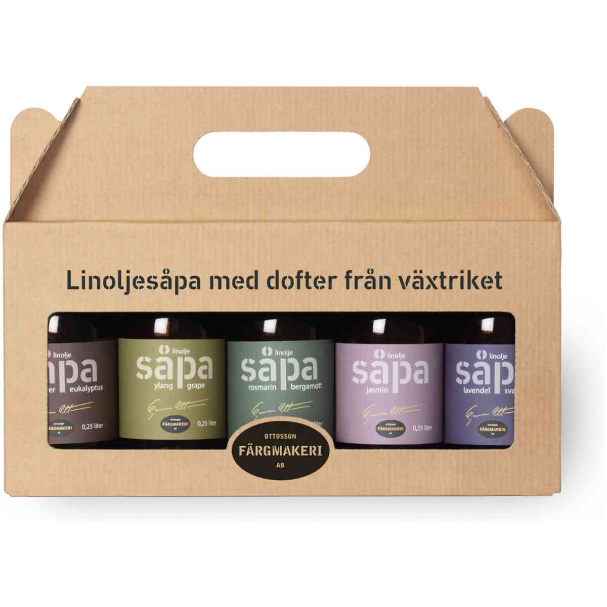 Linoljesåpa med eteriska oljor KIT 5 x 250 ml.