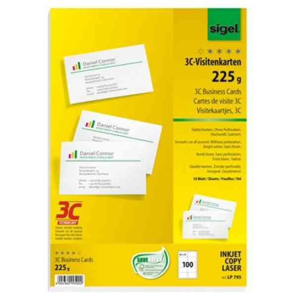 Visitkort Sigel 3C 225g 100st