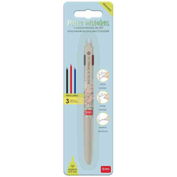 Erasable gel pen 3-in-1, Travel, gelpenna med utsuddbart bläck