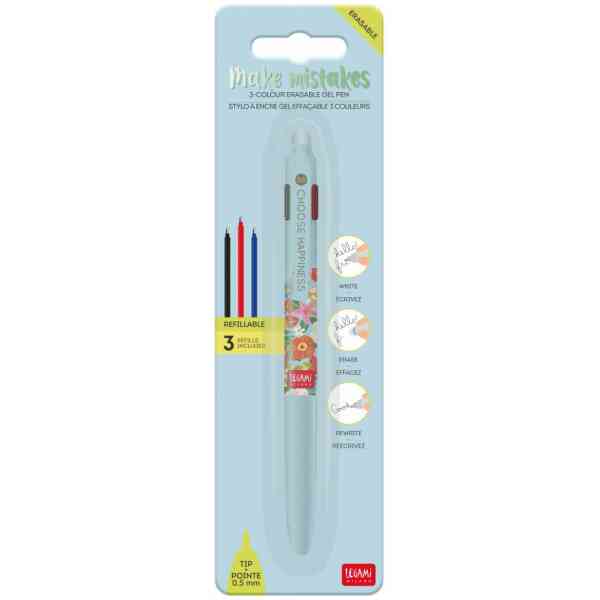 Erasable gel pen 3-in-1, Flowers, gelpenna med utsuddbart bläck