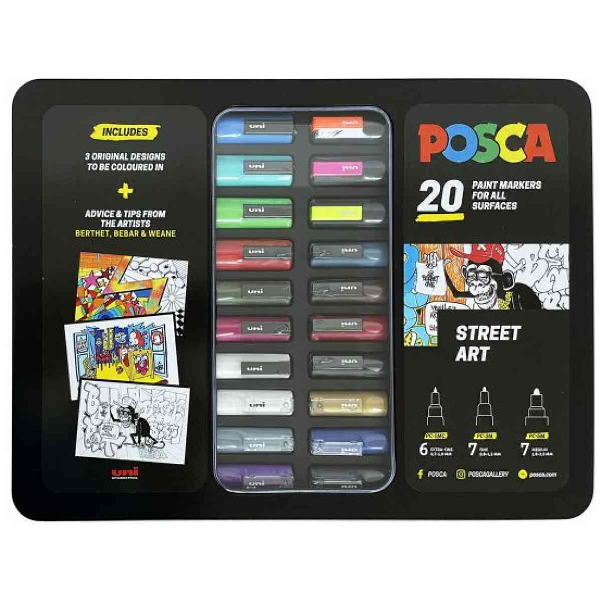 Uni Posca Markers Street Art Metal Box 20 set All 3649 2 600x600 1
