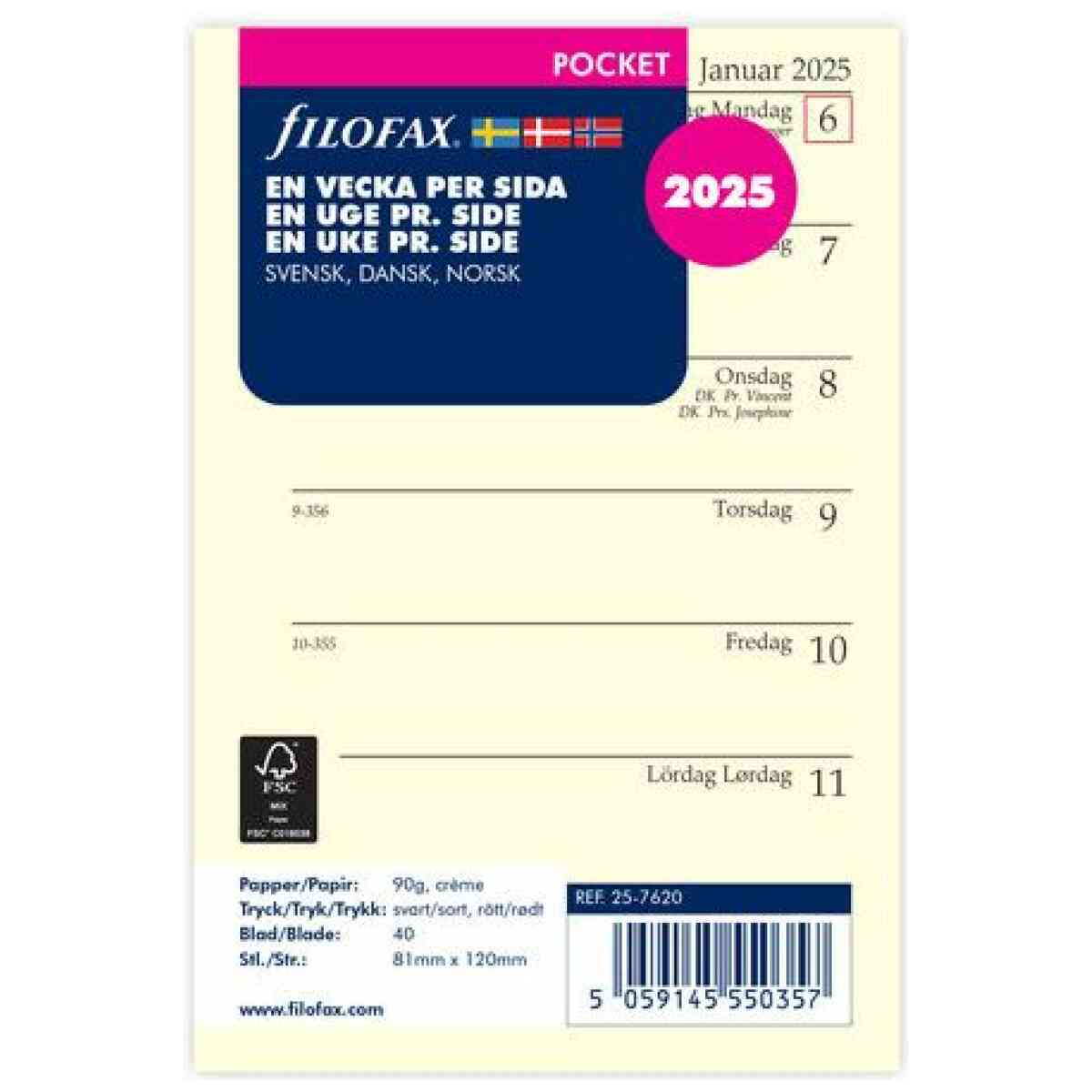 Dagbok Pocket 2025 Vecka Per Sida Svensk/Dansk/Norsk - Bild 4