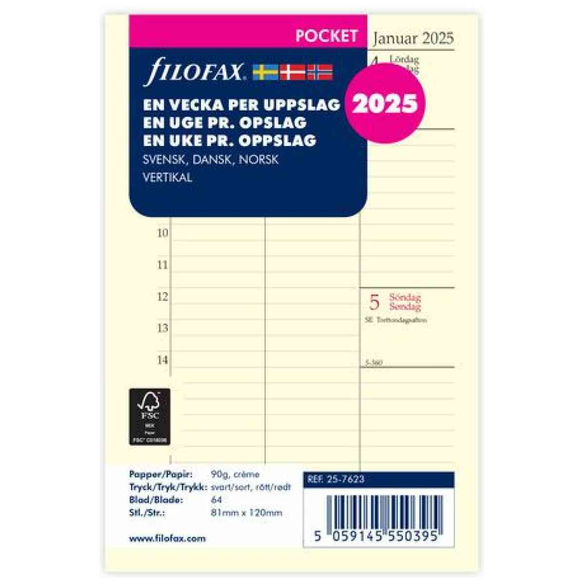 Dagbok Pocket 2025 Vecka Per Uppslag Vertikal Svensk/Dansk/Norsk - Bild 4