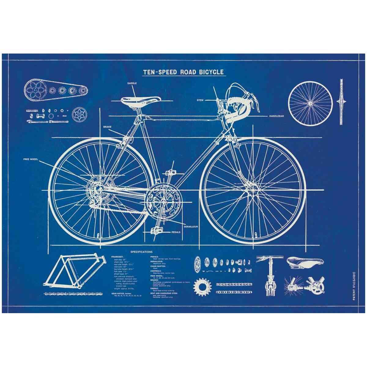 Bicycle Blueprint Poster Cavallini
