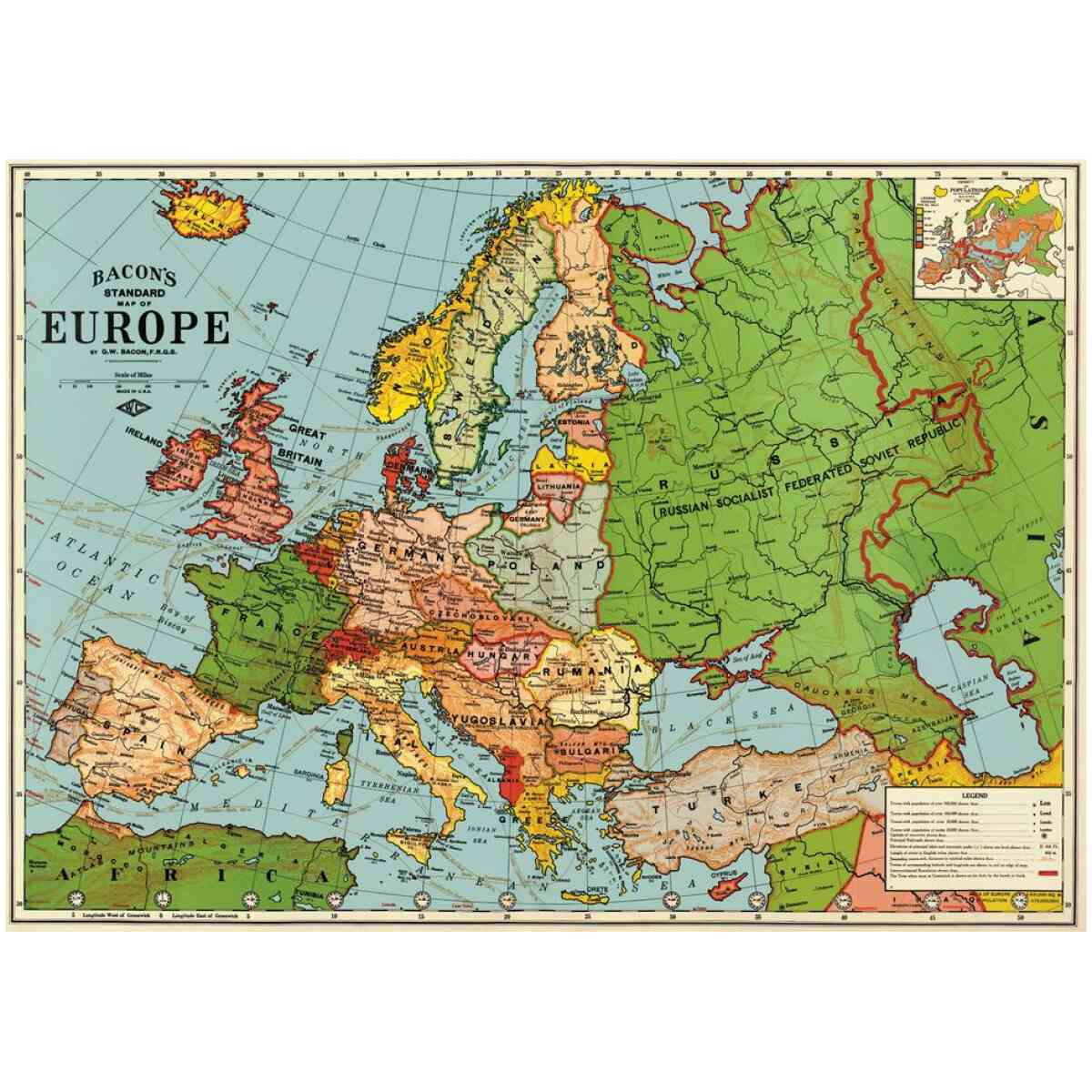 Europe Map 3 Poster Cavallini