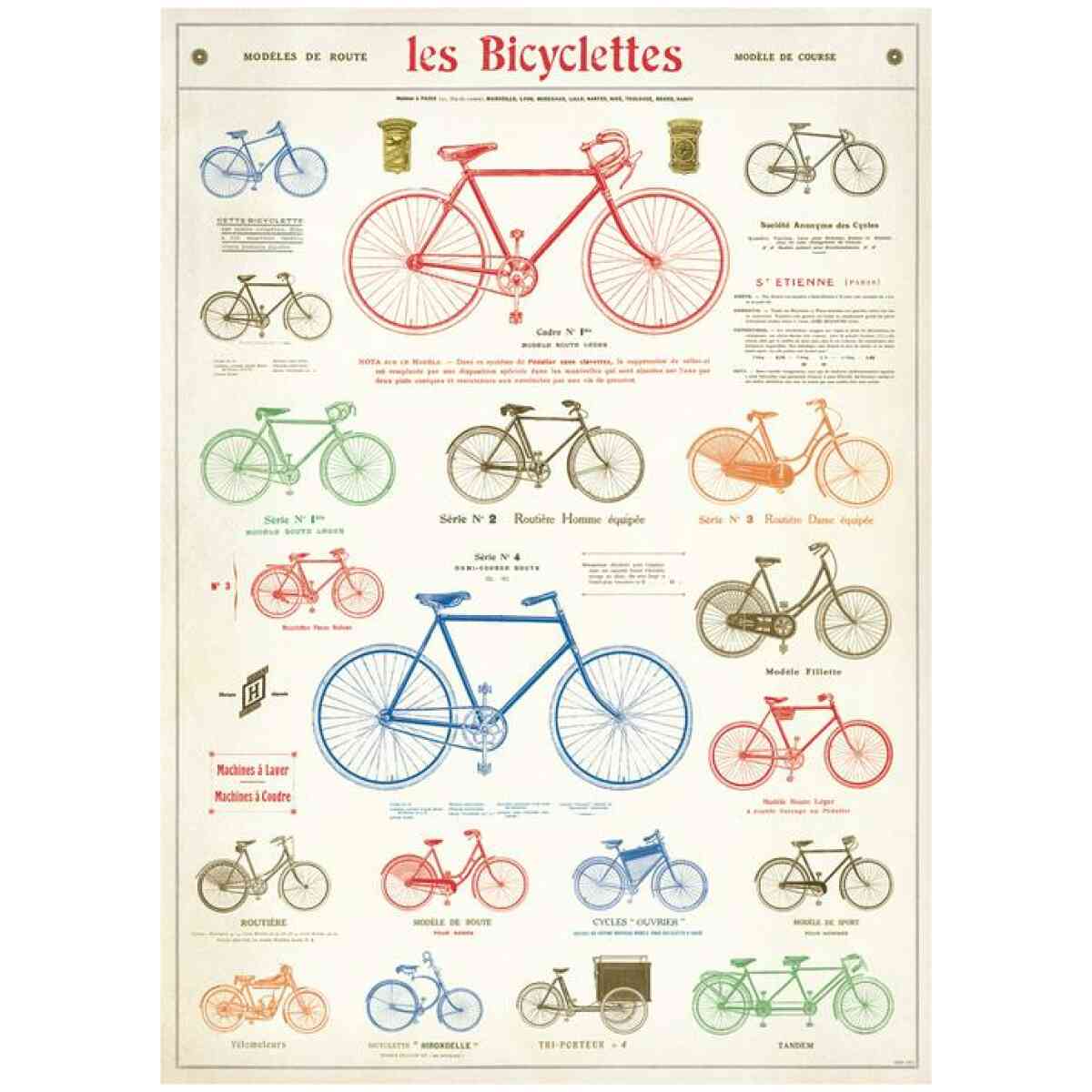 Les Bicyclettes Poster Cavallini