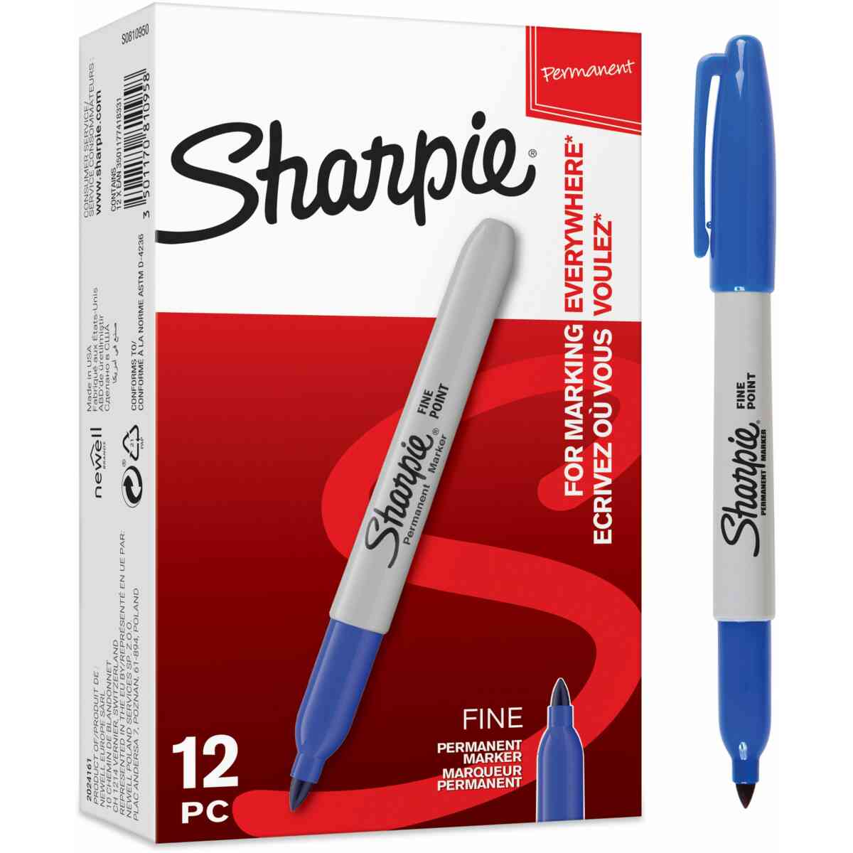 Sharpie Permanent Markers : Fine Point : Blue :