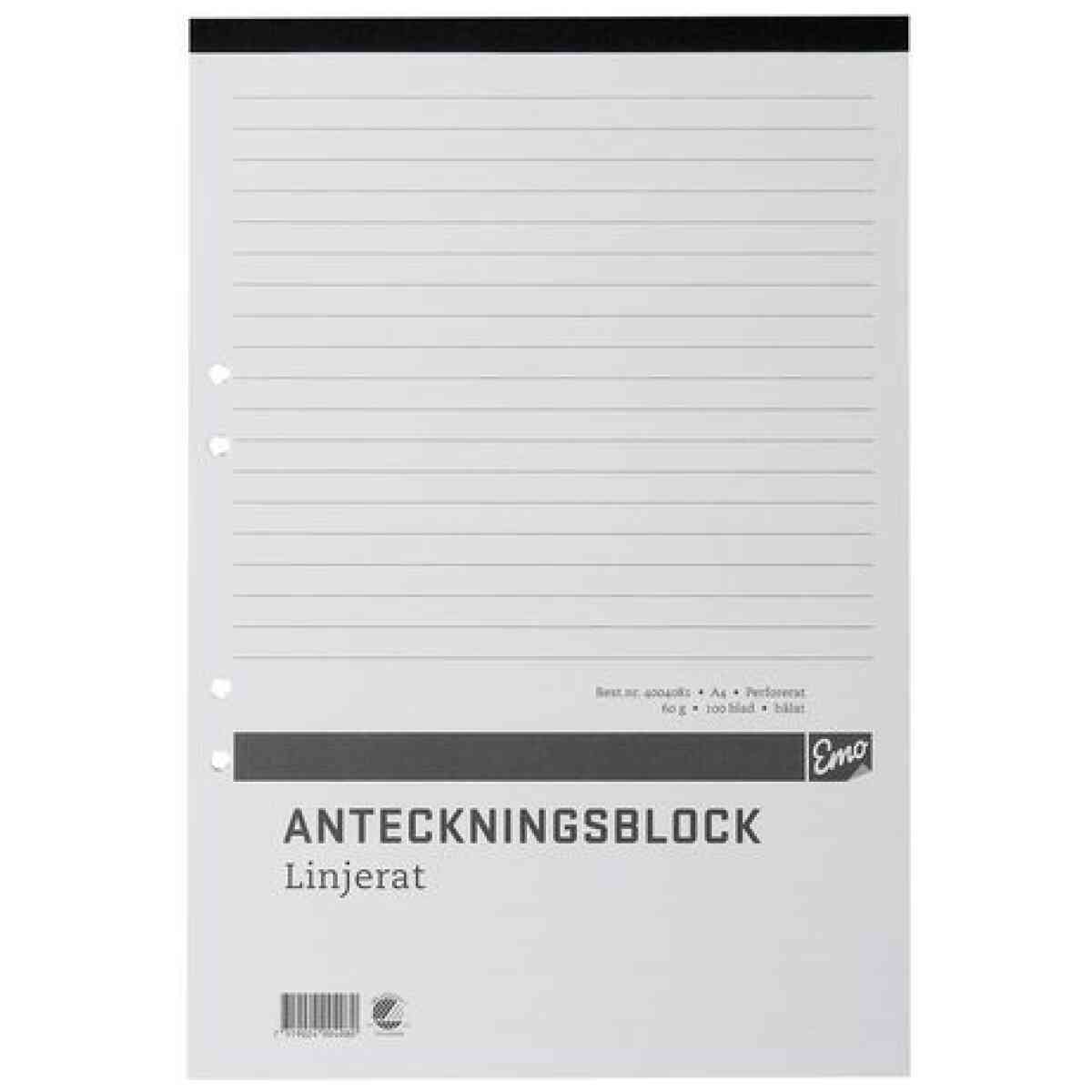 Anteckningsblock A4 100bl hål perf linj