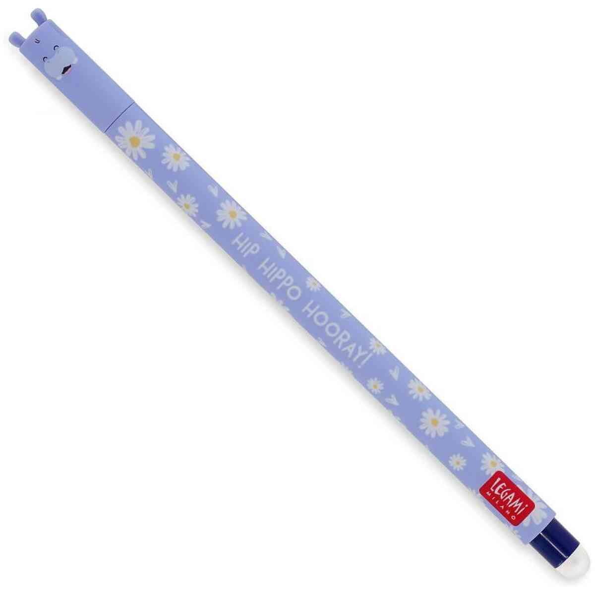 Erasable gel pen, Hippo, blå, gelpenna med utsuddbart bläck