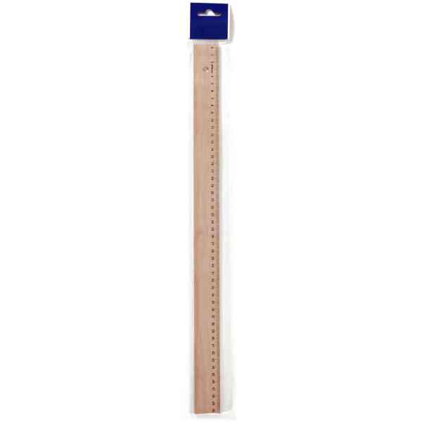 Wooden Ruler 50cm With Metal Edge