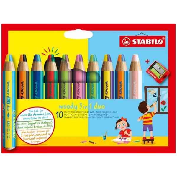 STABILO Woody Duo Med Pennvässare 10 Pack