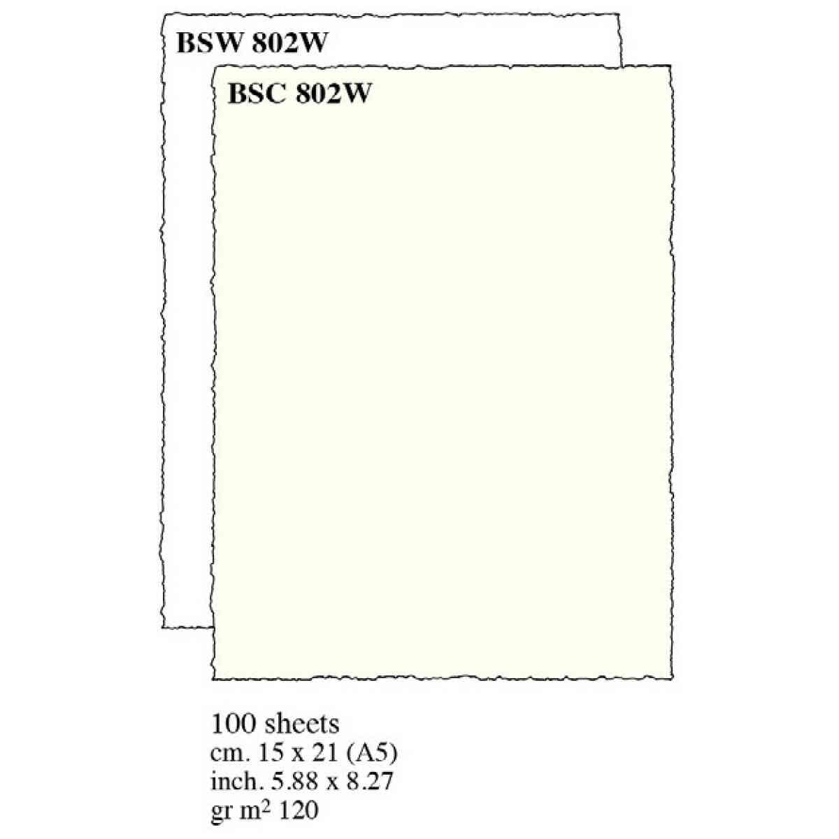 Deckled Sheets cm.15x21 A5 (x100) - BSC 802W