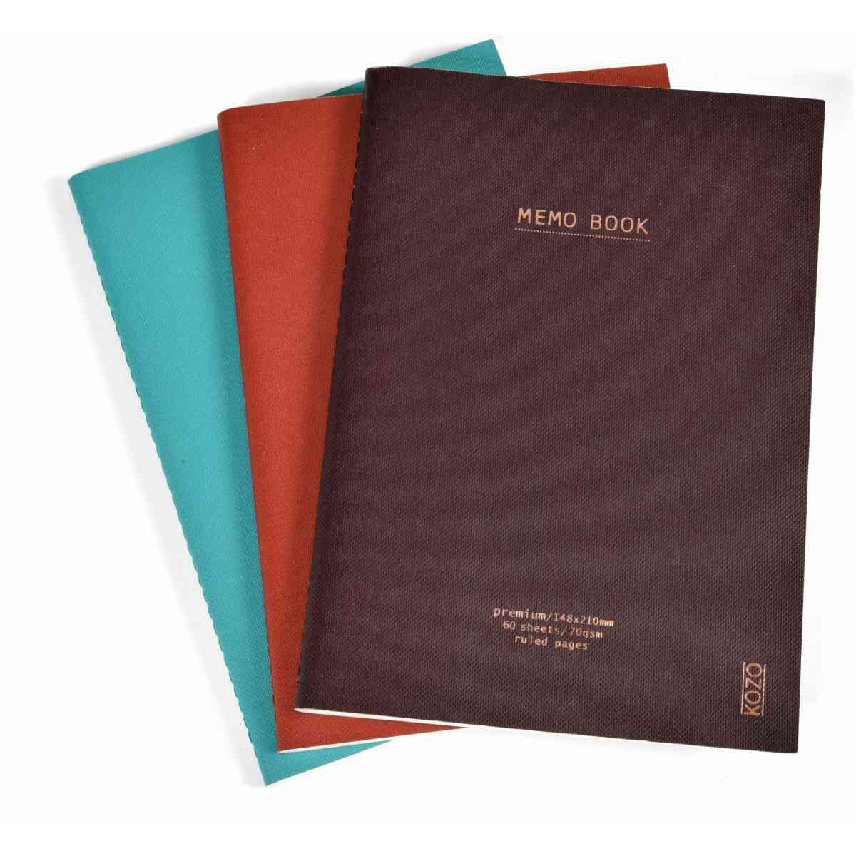 KOZO Skrivhäfte A5 3 Pack Coffee Bric Steel Blue - Bild 6