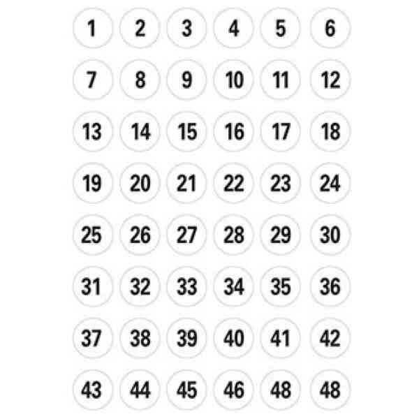 Herma etikett siffror 1-240 ø12 Svart/Vit