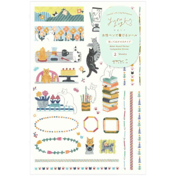 Yuru Log Sticker Two Sheets Cat