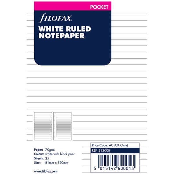 Pocket Anteckningsblad Linjerade Vita
