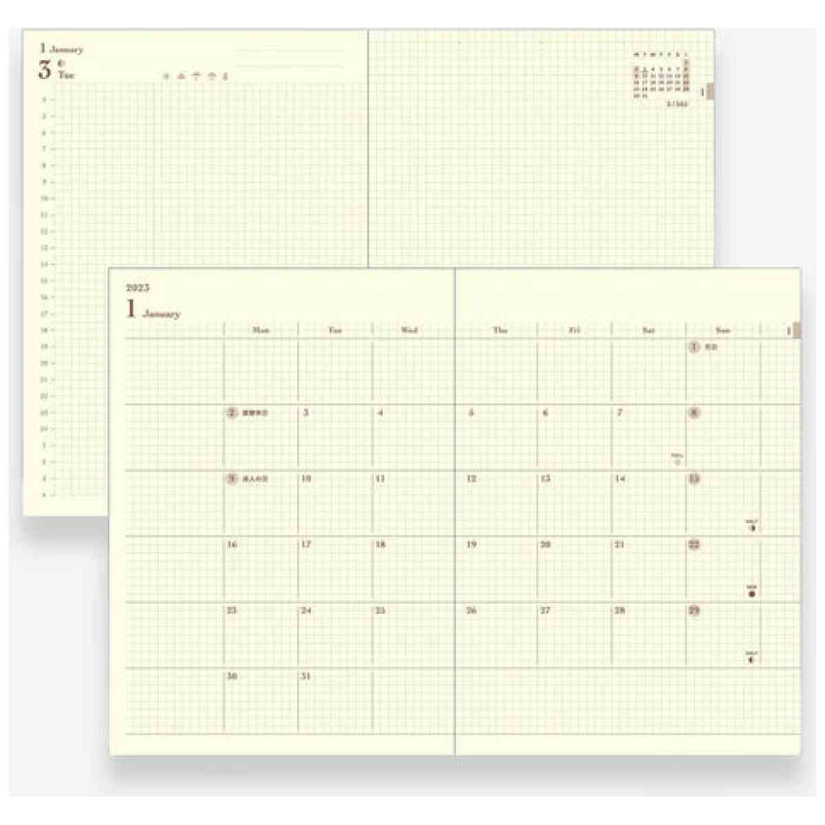 2025 Diary Hibino A6 Blue Blue-Green - Bild 4