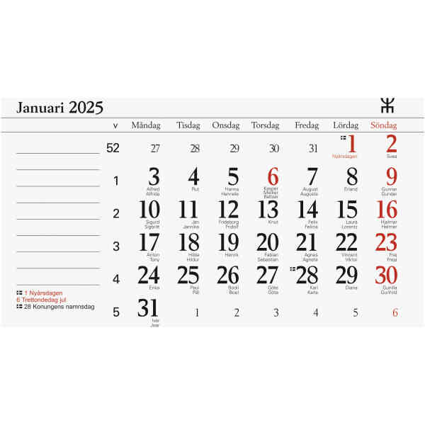 Månadsblock 144x90 mm