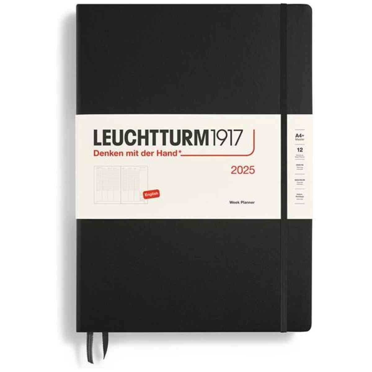 Kalender 2025 Leuchtturm1917 A4 Vecka/Uppslag Vertikal Black